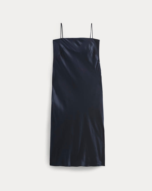 Slip Dress in Silk Charmeuse | Navy