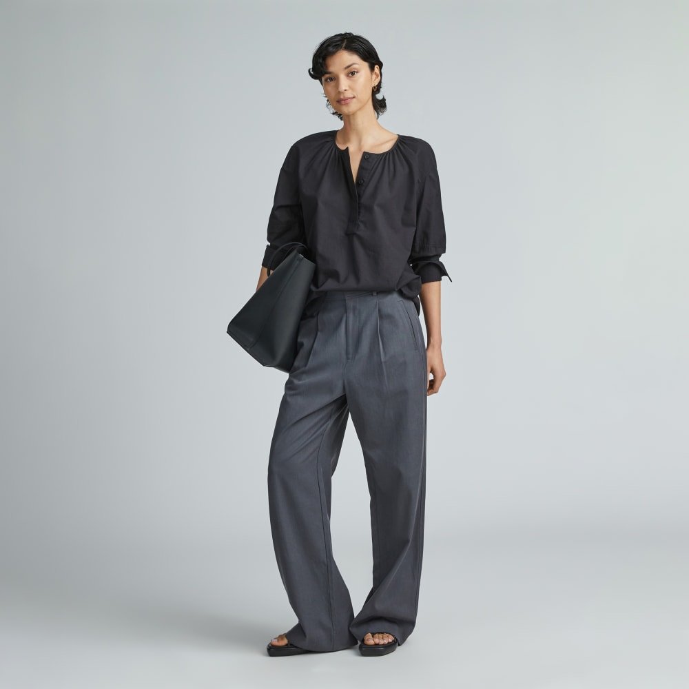 The Silky Cotton Balloon Sleeve Top | Black