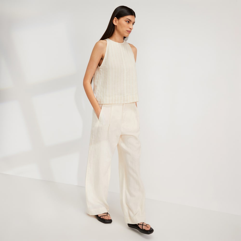 The Linen High-Neck Tank | Brazilian Sand / Canvas Tan