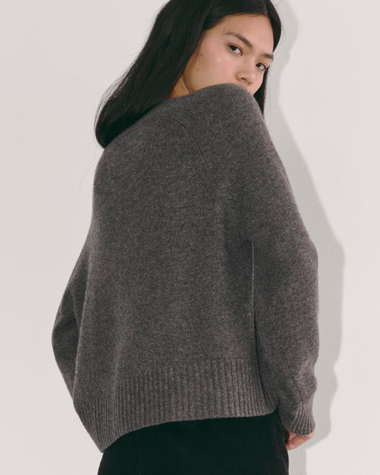 The Boxy Crew in Cashmere | Heather Charcoal