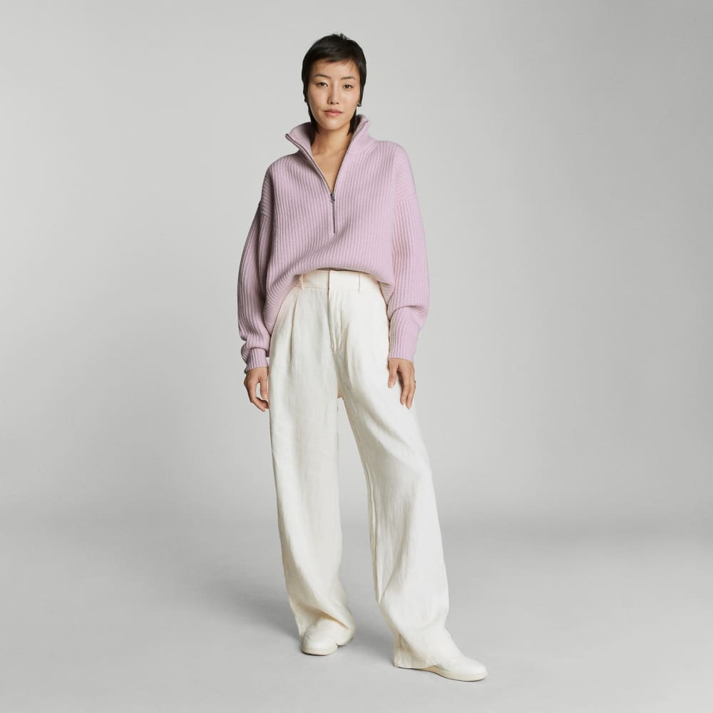 The Half-Zip Sweater in Luxe Merino | Light Lilac