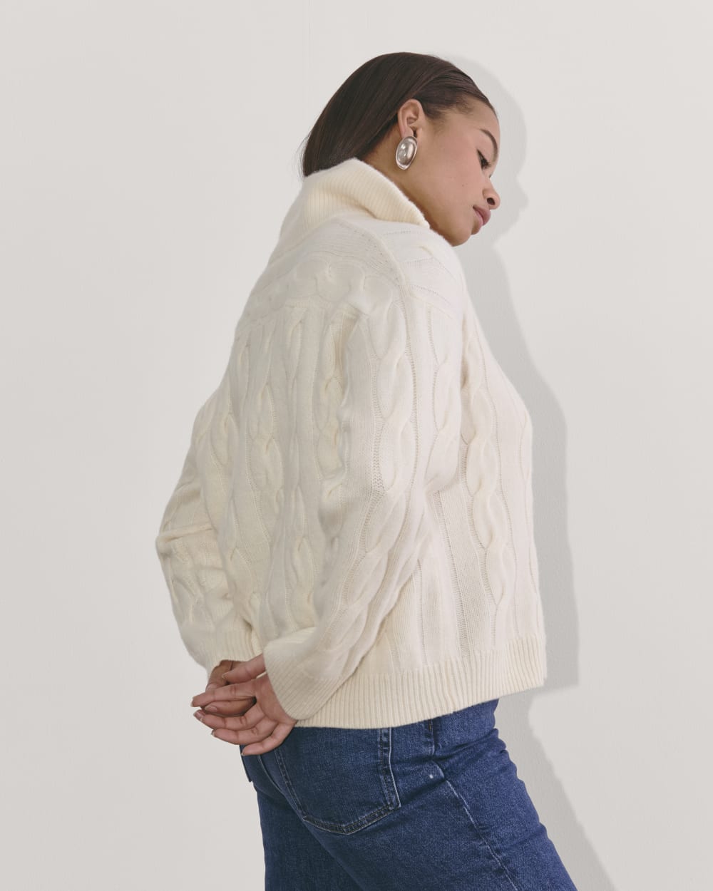 The Cable Half-Zip in Luxe Merino | Bone