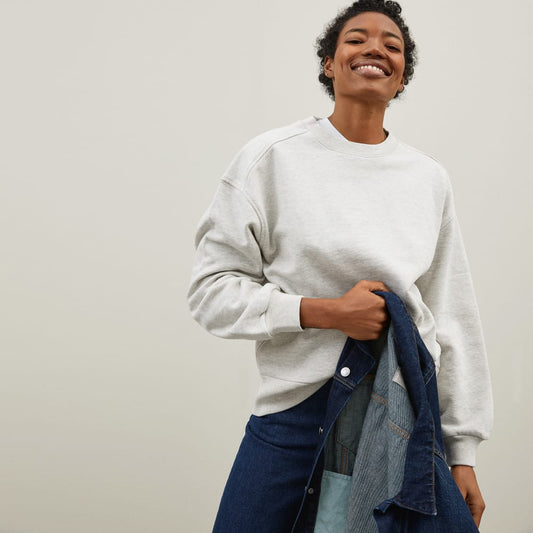 The Track Oversized Crew | Light Heather Grey