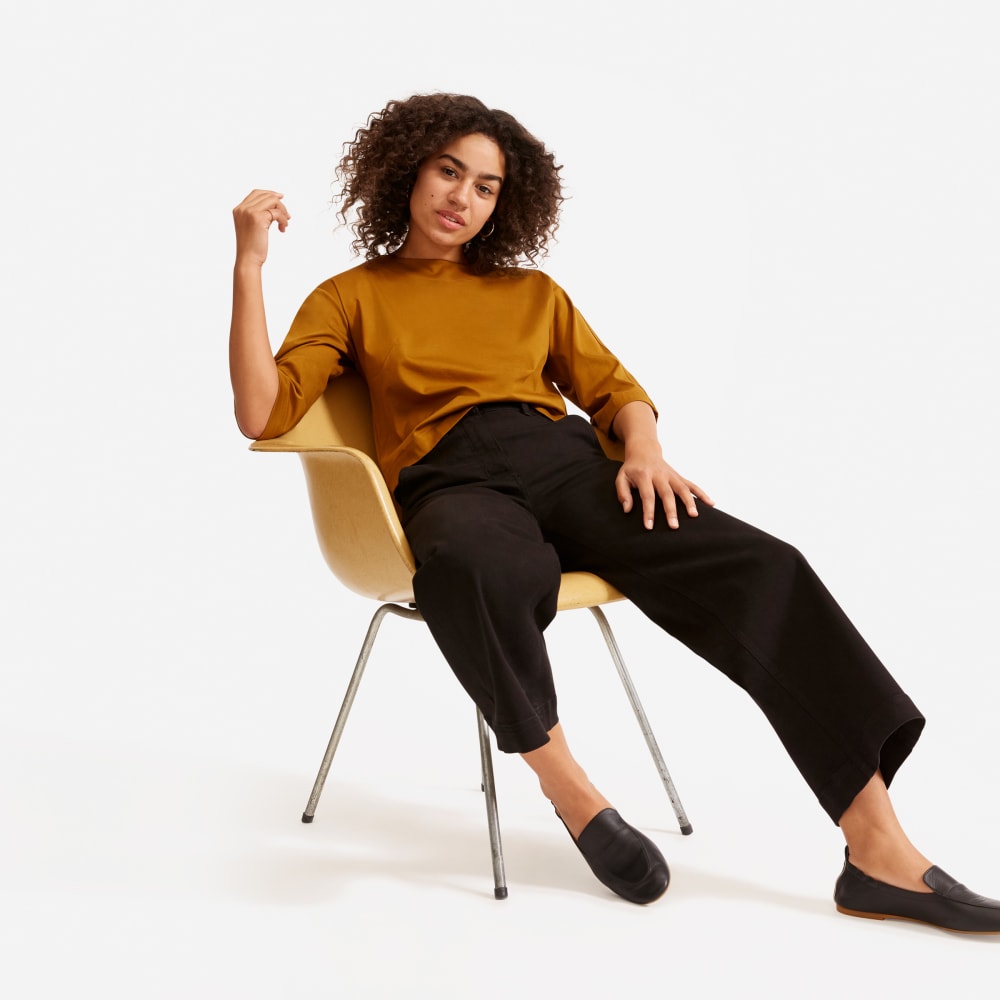 The Wide-Leg Crop Pant | Black | Short