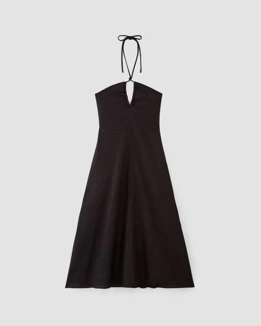 The Linen Halter-Neck Dress | Black
