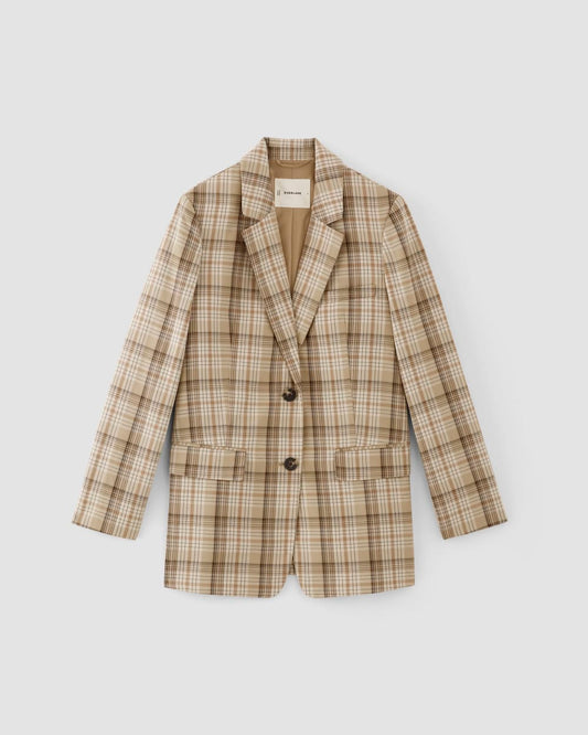The Oversized Blazer in Buttersmooth | Pale Khaki Plaid