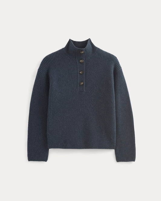 The Cocoon Henley in Wool Cashmere | Indigo