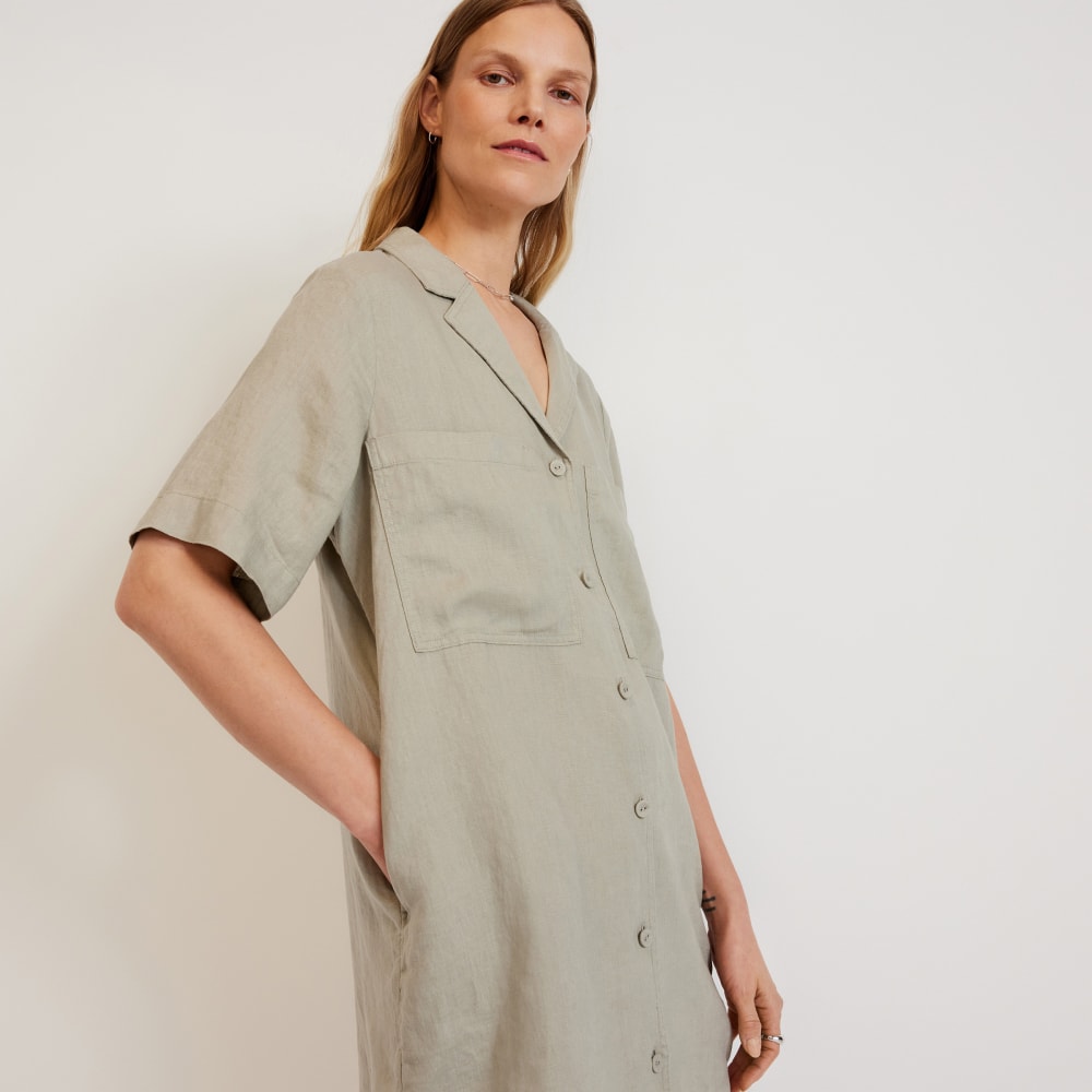 The Linen Workwear Dress | Seagrass