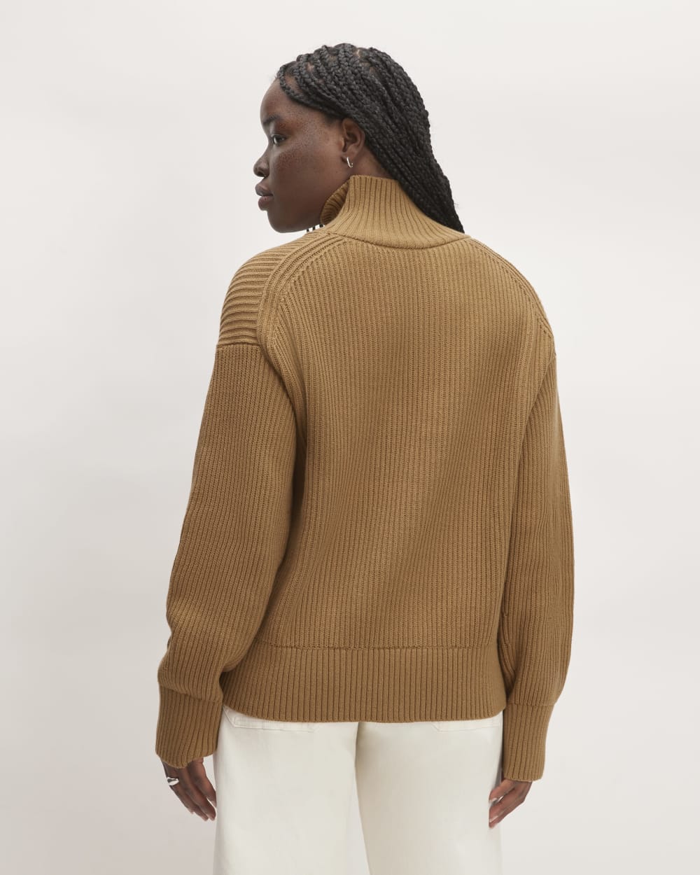The Organic Cotton Ribbed Turtleneck | Toasted Coconut