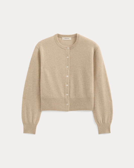 Cashmere Cropped Cardigan | Heather Light Camel
