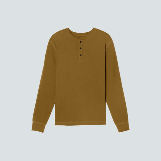 The Waffle Long-Sleeve Henley Tee | Tapenade