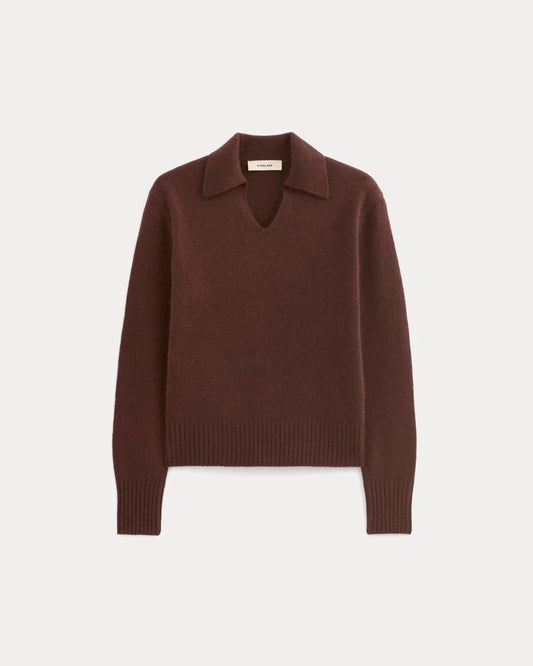 Cashmere Polo Sweater | Dark Mahogany