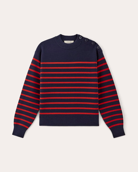 The Mariner Crew Sweater | Navy / Poppy Red