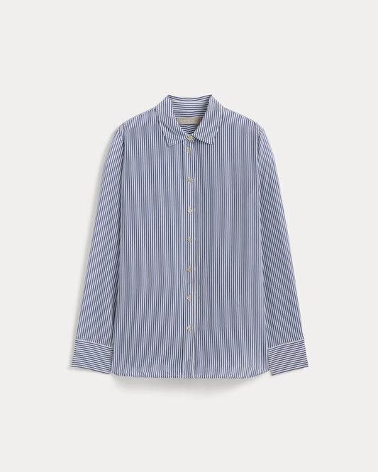 The Must-Have Shirt in Washable Silk | Blue / White