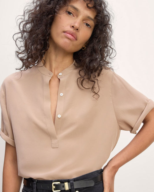 The Popover Top in Washable Silk | Chanterelle
