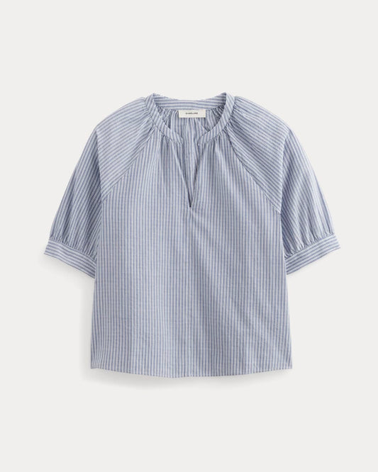 The Gauze Gathered Top | Mazarine Blue / Optic White