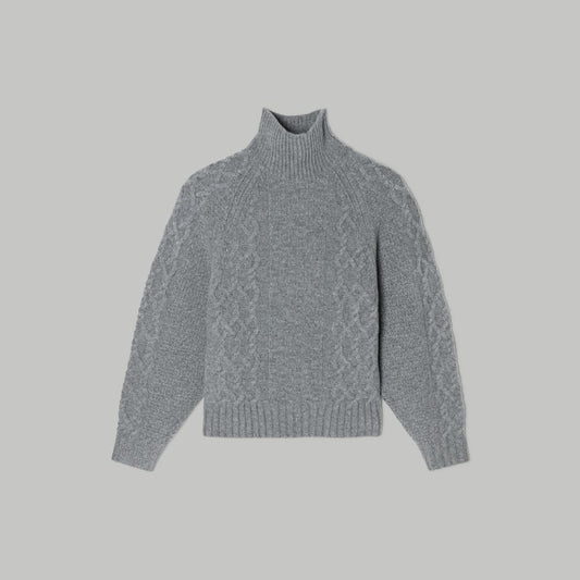 The Felted Merino Cable Sweater | Heathered Mid-Grey