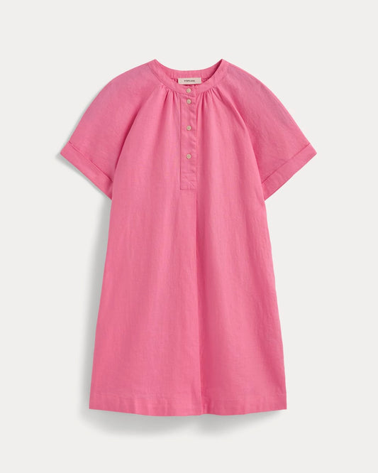 The Popover Dress in Linen | Deep Pink