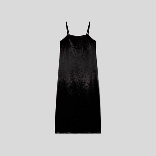 The Satin Square-Neck Slip Dress | Black