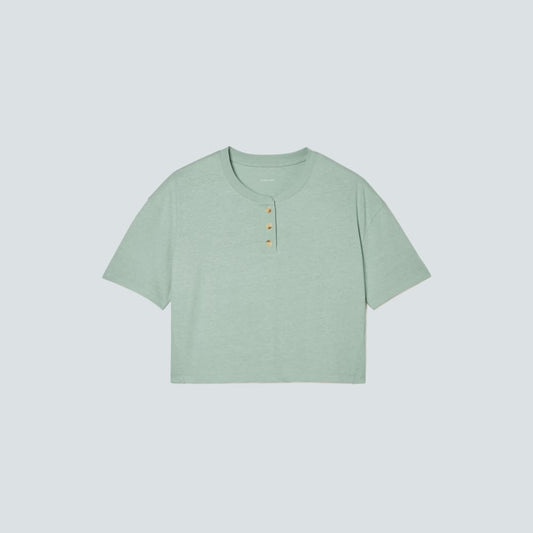 The Vintage Henley Hemp Tee | White Sage