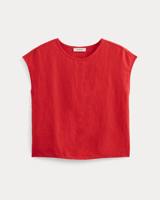 The Muscle Top in Linen | Classic Red