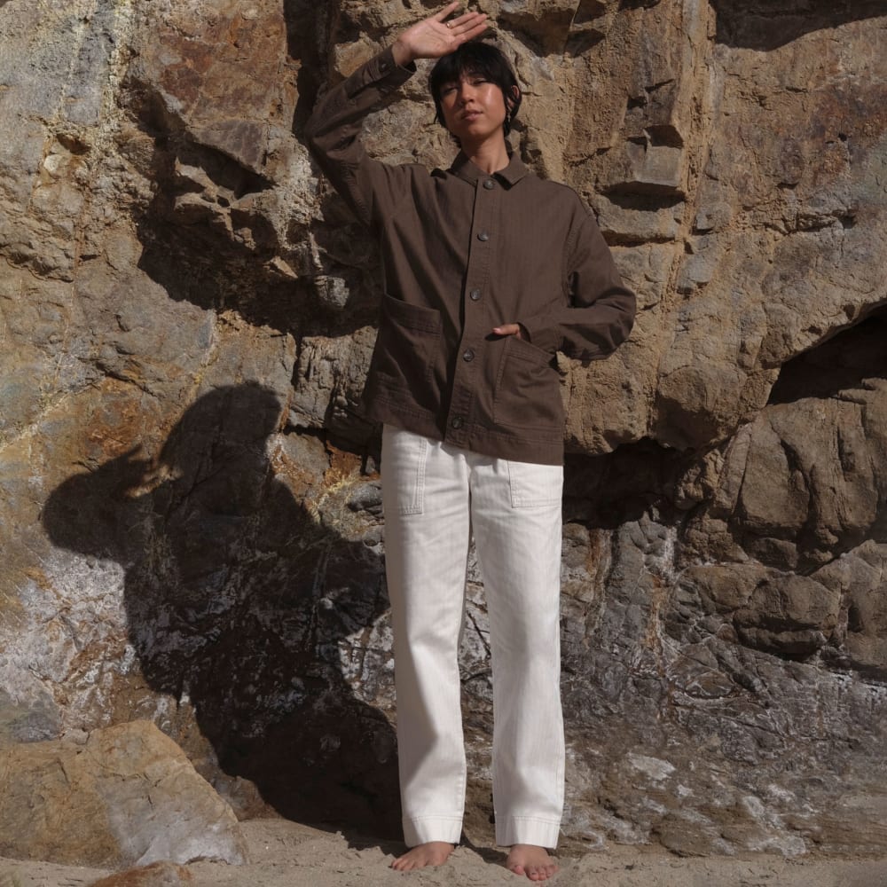 The Organic Cotton Herringbone Pant | Bone