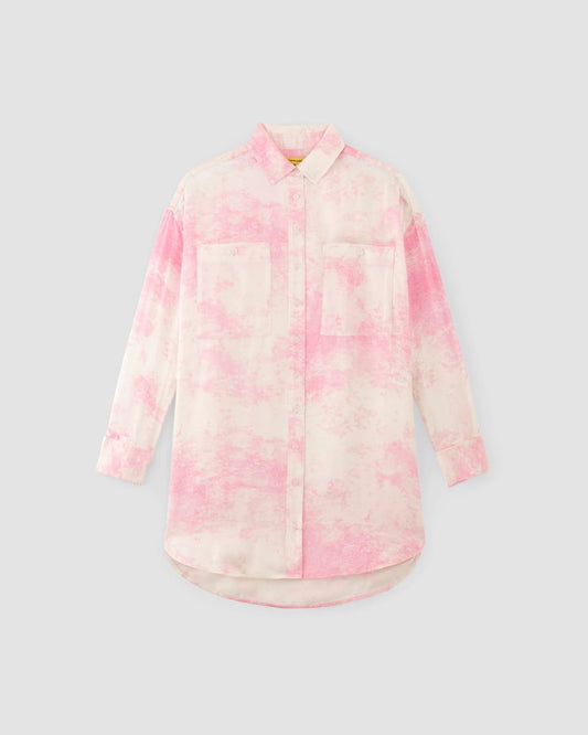 The Everlane x Marques' Almeida Satin Tie-Dye Shirt | Pink Tie-Dye