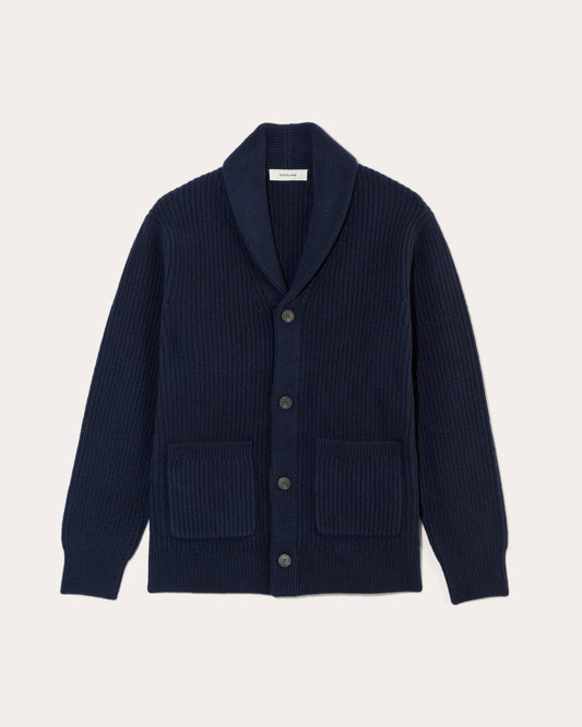 The Felted Merino Shawl Collar Cardigan | Deep Navy