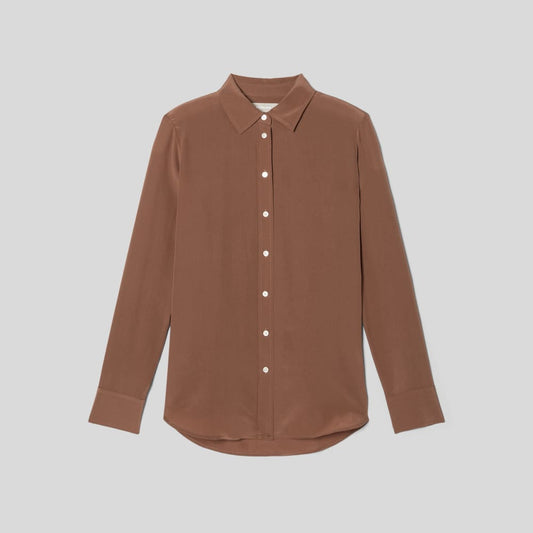 The Must-Have Shirt in Washable Silk | Carob Brown