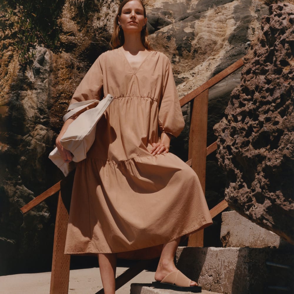 The Poplin Tiered Dress | Caramel