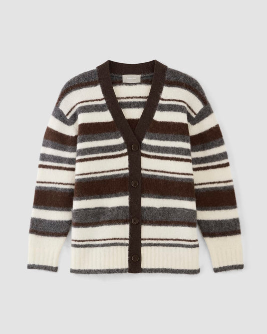 The SuperFuzz Alpaca Cardigan | Bone / Hot Fudge / Heather Charcoal