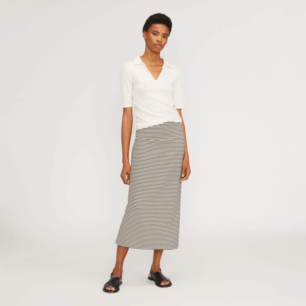 The Rib Soft Knit Open Collar Polo | Bone