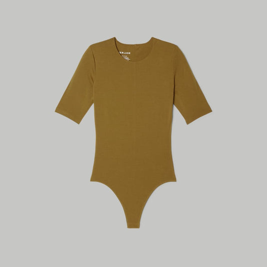 The Short-Sleeve Crew Neck Bodysuit | Tapenade | Thong