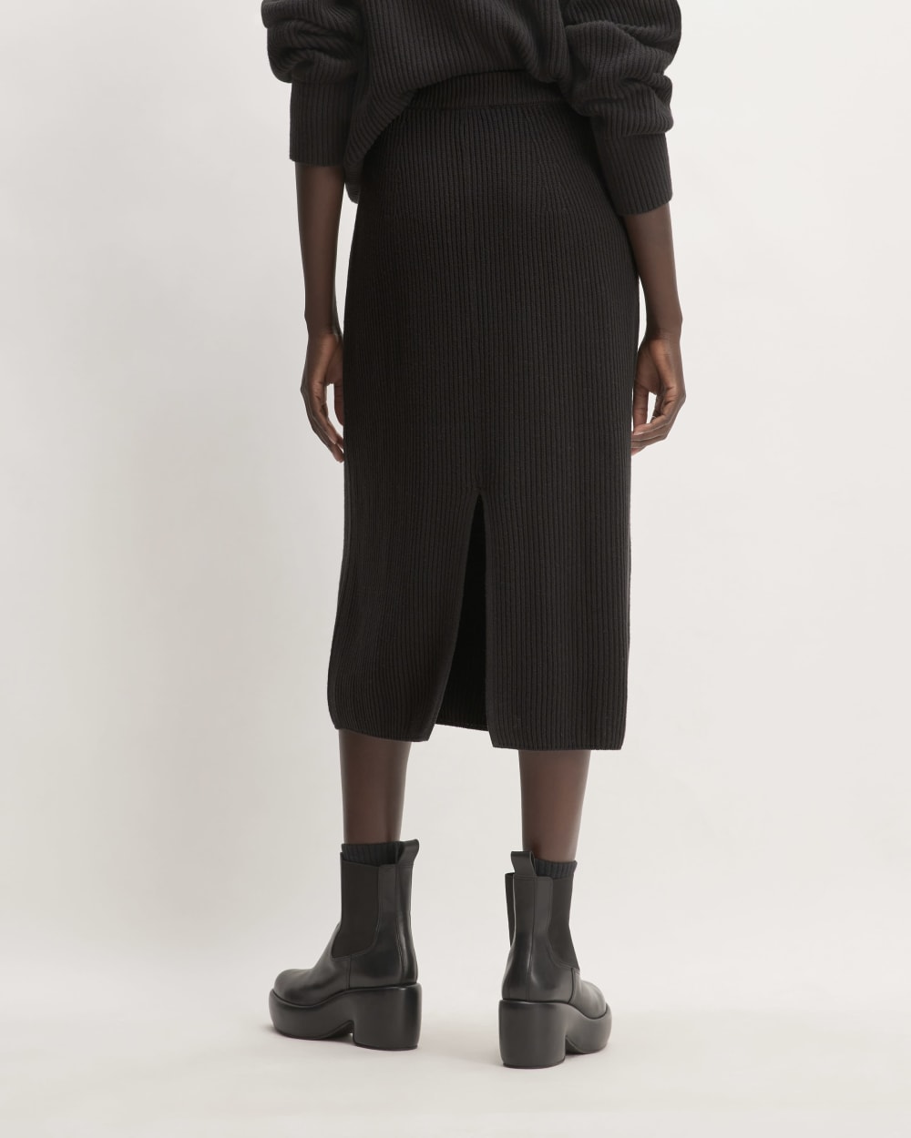 The Organic Cotton Sweater Midi Skirt | Black