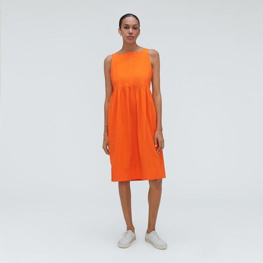The Seersucker Midi Dress | Bright Orange
