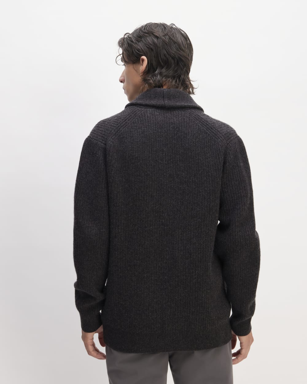 The Felted Merino Shawl Collar Cardigan | Charcoal
