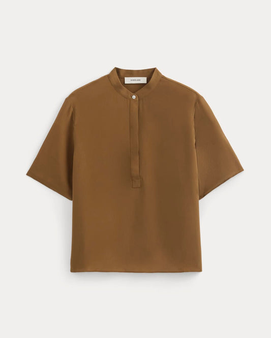 The Popover Top in Washable Silk | Toffee