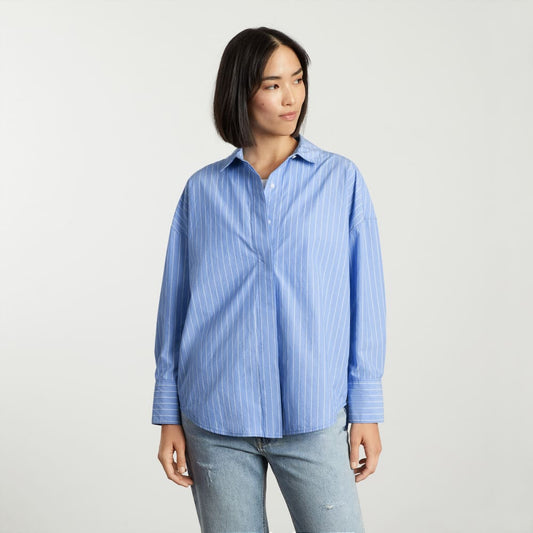 The Oversized Poplin Shirt | Powder Blue / White