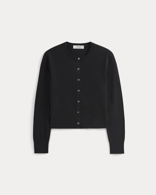 The Cropped Cardigan in Cotton Cashmere | Black