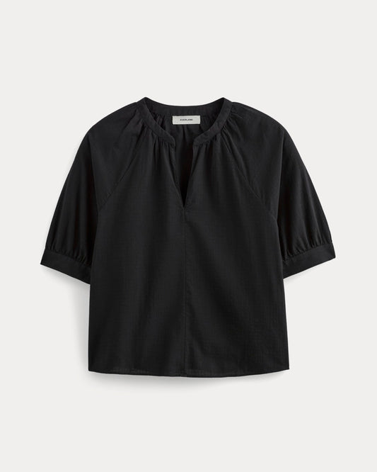 The Gauze Gathered Top | Black