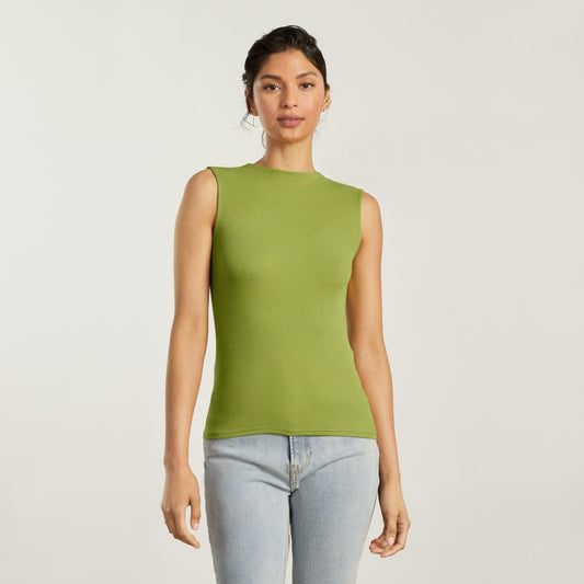 The Pima Micro-Rib Funnel-Neck Tank | Pepper
