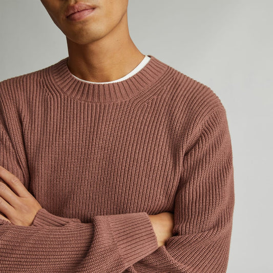 The No-Sweat Ribbed Crew | Carob Brown