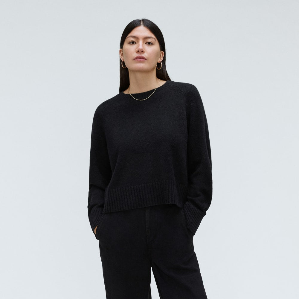The Cashmere Boxy Crew | Black