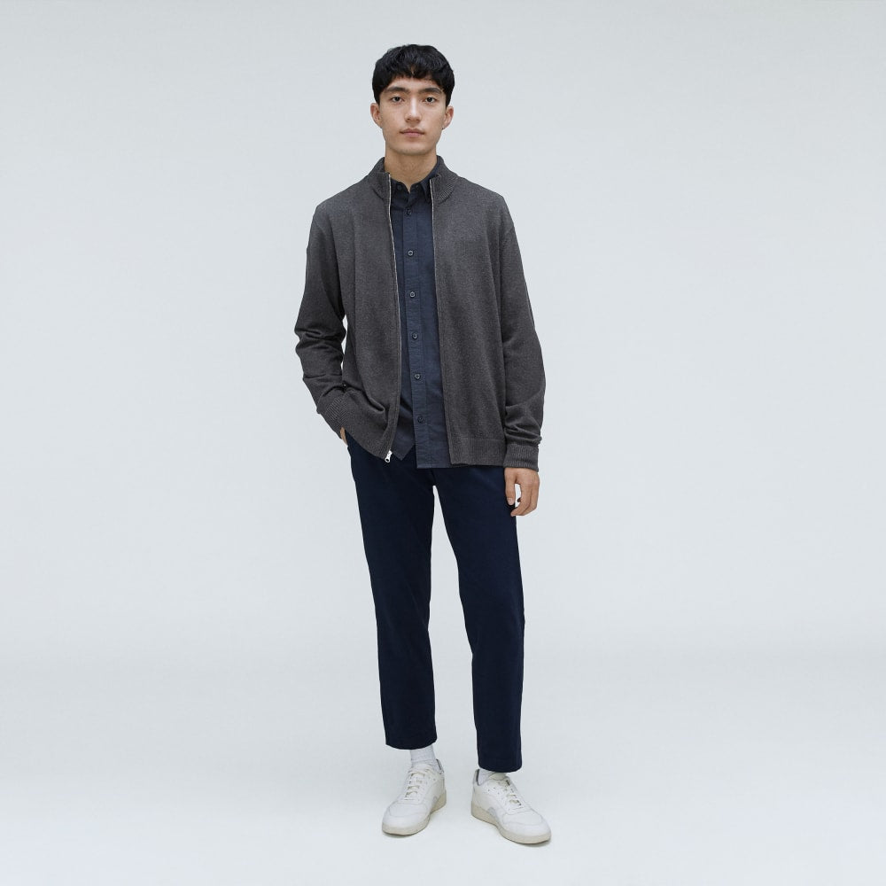 The No-Sweat Full Zip Sweater | Heather Ash