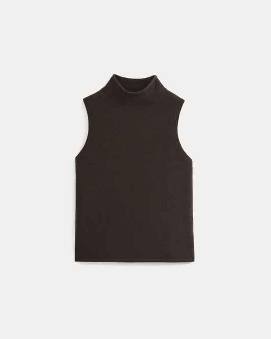 Cashmere Funnel-Neck Tank | Dark Chocolate