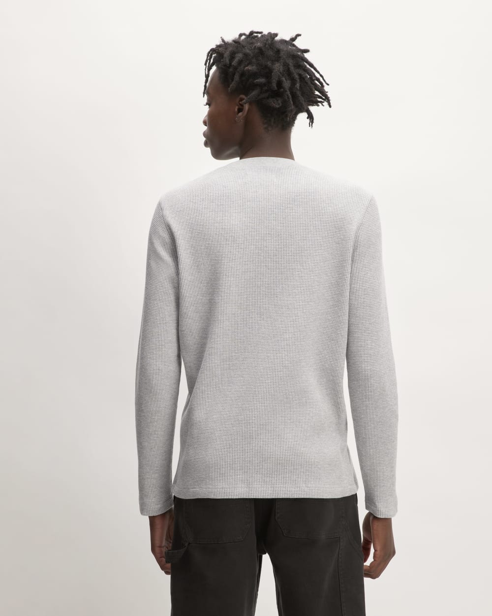 The Waffle Long-Sleeve Crew | Light Grey Donegal