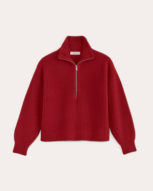The Half-Zip Sweater in Luxe Merino | Berry Red