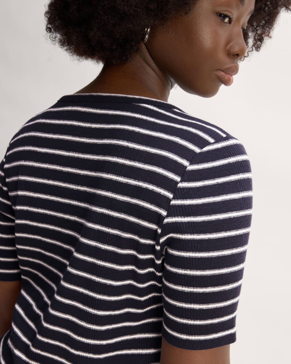 The Vintage Rib Scoop-Neck Top | Navy / Bone