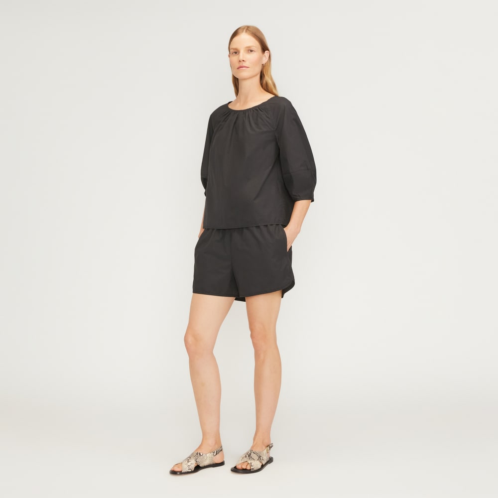 The Poplin Scoop-Neck Top | Black