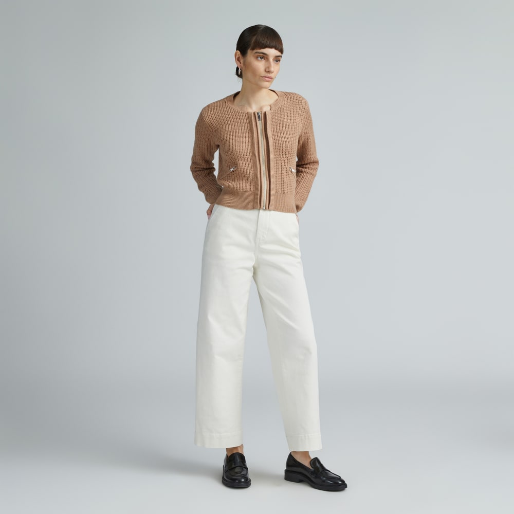 The Cropped Cotton-Merino Bomber | Chestnut